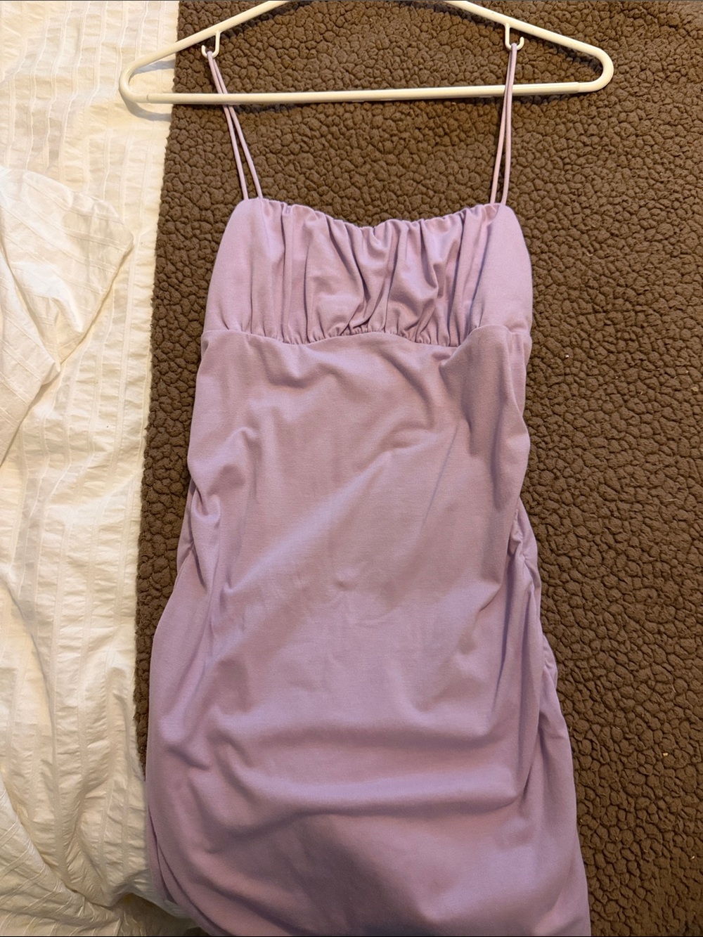 Lilac Ruched Bust Mini Dress